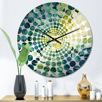 Leaves Green River Collage - Floral Metal Wall Clock